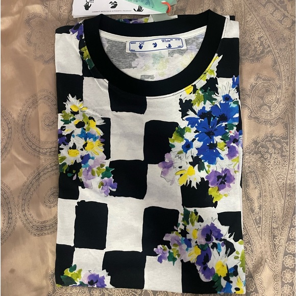 Off White Mens Check Flowers Multicolor Sz XXL - Picture 4 of 12